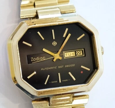 Reloj automático para hombre ZODIAC SST 36000 punto rojo octágono/estuche cuadrado TV - Reparación Foto 1 de 4