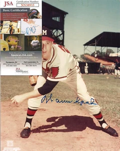 Warren Spahn Autographed 8x10-JSA COA-Baseball HOF-Milwaukee Braves D-2003 - Picture 1 of 2
