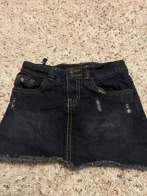 Crazy 8 Girls Size 4 Blue Jean Denim Skirt Adjustable Waist Destressed - Image 1 of 4