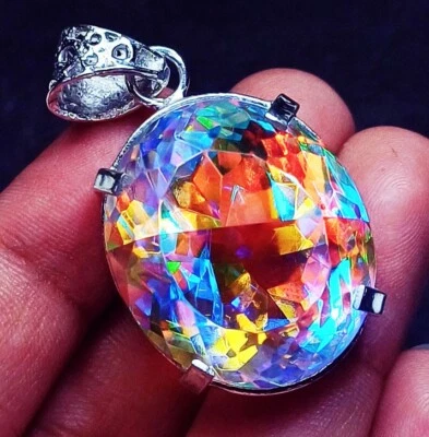 Pendant Mystic Quartz Multi-Color GS Solid Silver Loose Gems 80.00 Ct Certified - Image 1 of 4