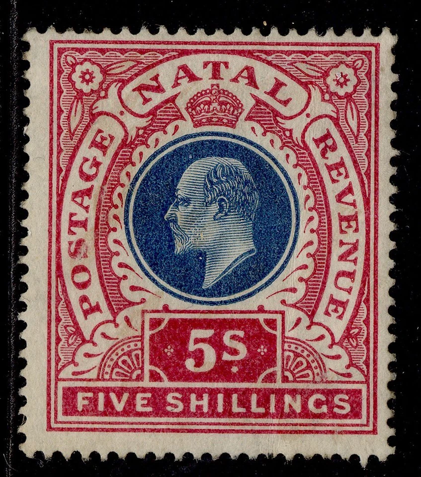 SUDÁFRICA - Natal EDVII SG140, 5s azul opaco y rosa, M COMO NUEVO. Cat 65€. Foto 1 de 1