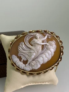Antiguo Broche Cameo Victoriano C1870 Cáscara Finamente Tallada Años 1870 en Oro 9K - Imagen 1 de 3