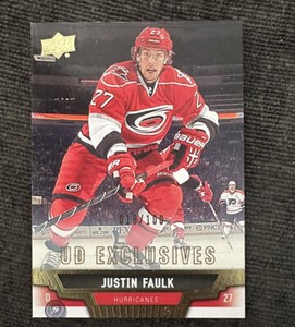 2013-14 Upper Deck UD Exclusives /100 Justin Faulk #55