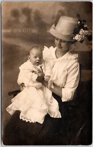 Mary And Baby Howard White Dress Hat Real Photo RPPC Postcard - Picture 1 of 2