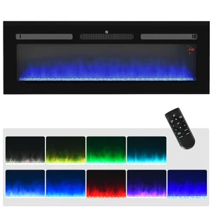 HOMCOM 127cm Elektrokamin Einbau- und Wandkamin Elektrokamin schwarz - Bild 1 von 9