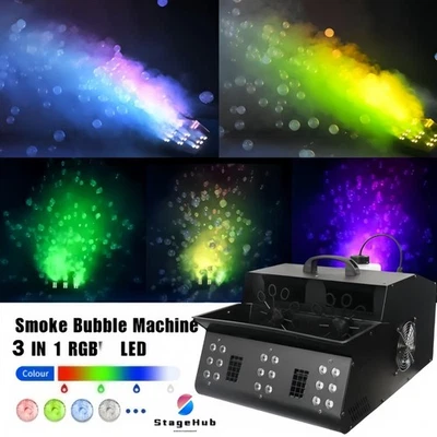 Led Smoke Bubble 3IN1 DMX512 18*RGB Fog Stage DJ Disco Bar Effect Bubble Machine - Image 1 of 4
