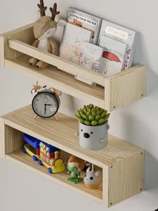 NEW NIB SET of 2 16.5 Nursery Bathroom Book Shelf Wall Floating Bookshelves - Picture 1 of 2