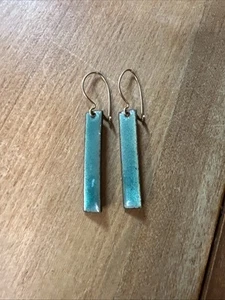 Vintage Green Glass Dangle Earrings  - Picture 1 of 5