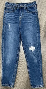Cat & Jack Straight Tapered Leg Jeans Size 6X Elastic Rear Waist Band Snap Close - Picture 1 of 8