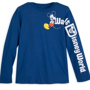 Walt Disney World Mickey Mouse 28 spellout long sleeve blue graphic t-shirt XS 4 - Picture 1 of 7