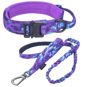 Tactical Dog Collar and Bungee Leashes Set, Military Camo Dog Collars and Lea... - Picture 1 of 6