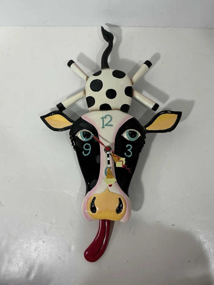 RARE Allen Designs Studios Cow Clock Tongue Pendulum AS IS - Tested Works - Image 1 of 4