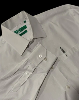 Bianco Brioni Men Dress Shirt XL 17 34 Cotton Two Ply Classic Textured Elegant - Image 1 of 4