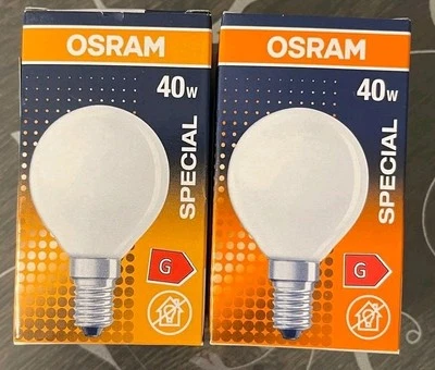 Osram 2 xBACKOFENLAMPE 40W E14 Matt Ofen Lampe 300°C 40Watt Glühbirne  Glühlampe - Bild 1 von 4
