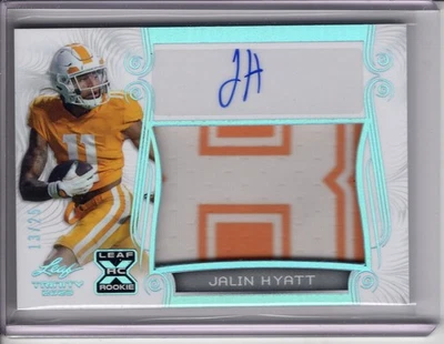 2023 LEAF TRINITY JALIN HYATT ROOKIE/RC AUTO/PATCH RELIC #13/25 - Image 1 of 2