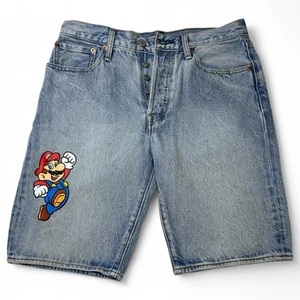 Levi’s Blue Denim 501 Shorts Super Mario Nintendo Collab 2020 | Men’s Size W31 - Picture 1 of 12