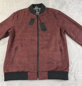 Indigo Star Mens long sleeve red full zip Oshkosh bomber jacket size medium - Picture 1 of 7
