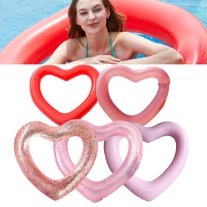 Heart Inflatable Pool Swim Heart Shaped Pool Rings Pool Floats Ring Summer Pool - Picture 1 of 17