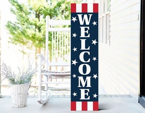 36in "Welcome" 4th of July Porch Sign - Vibrant & Patriotic Front Door Decor for - Picture 1 of 5