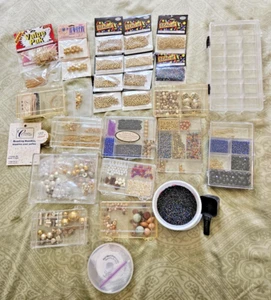 Large Lot Jewelry Making Supplies Goldtone Beads Findings Storage Boxes 4+ lbs - Picture 1 of 9