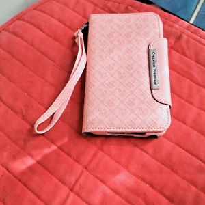 Creaxion Premium Mobile Phone Wallet Case with Wrist Strap, Salmon Pink - Picture 1 of 8