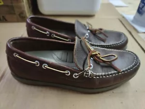 LL Bean | Slip on barca uomo in pelle | marrone scuro | taglia 8,5 D | modello n. OU668 - Foto 1 di 18