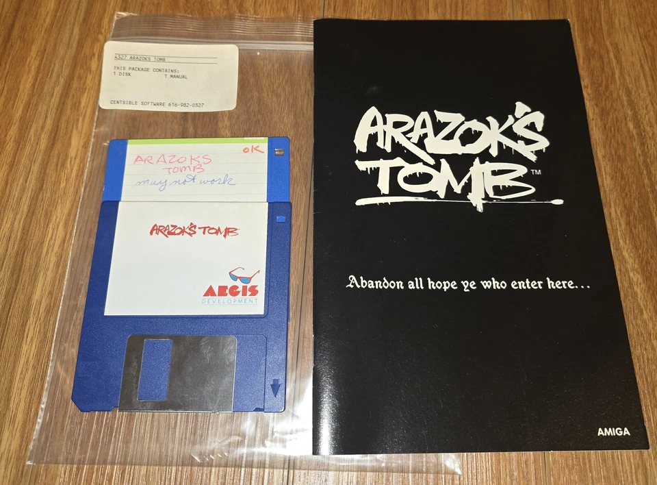 Commodore Amiga ARAZOK'S TOMB 1987 3.5" disk + manual AEGIS Development RARE RPG - Image 1 of 1