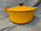 Vintage Le Creuset Dutch Oven D 3.5Qt Cast Iron Pot Yellow Orange Made In France