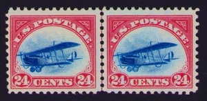 #C3 24¢ 1918 Fast Plane Jenny Center Line Pair Mint Never Hinged VF - Picture 1 of 5