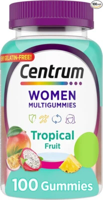 NUEVO Gomitas multivitamínicas Centrum para mujer frutas tropicales sabores NATURALES 100ct Foto 1 de 4