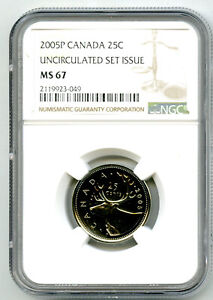 2005 ' P ' CANADA 25 CENT NGC MS67 UNCIRCULATED QUARTER TOP POP ONLY 5 RARE