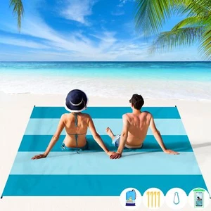 Beach Blanket 10'X 9' 1-8 Adults Oversized Lightweight Waterproof Sandproof B... - Picture 1 of 7