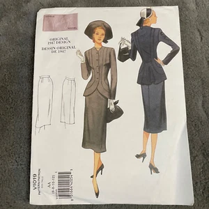 Vogue Patterns V1019 Womens Jacket Skirt Suit AA 6 8 10 12 VTG 1947 Design Uncut - Picture 1 of 5