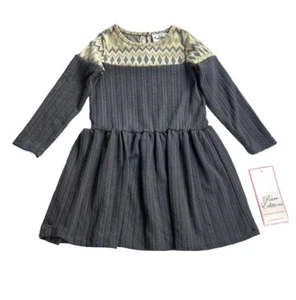 Rare Editions Baby Girls 5/5T Holiday Dress Comfy Casual Cotton Knit Dress NWT - Picture 1 of 8