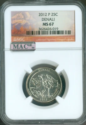 2012 P DENALI PARKS QUARTER NGC MS67 MAC MSPOTLESS . - Image 1 of 2