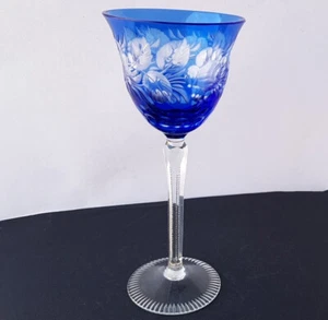Wine Glass, Stemware Glas Flashed Glass Flowers Hand Cut Moser? Um 1950 L541 - Picture 1 of 14