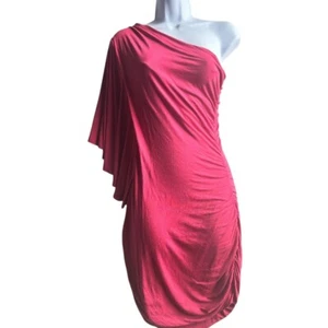 Lush One Shoulder Dress Ruched Bodycon Party Cocktail Raspberry Small NWOT - Picture 1 of 11