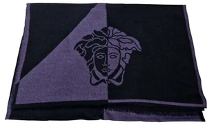 Gianni Versace echt schwarz lila 100 % Wolle 70" x 15" Herren Schal UVP £180 - Bild 1 von 8