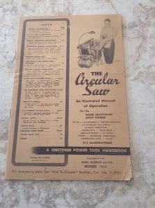 Sears Roebuck Craftsman Power Tool Handbook 1954. “The Circular Saw” - Picture 1 of 3