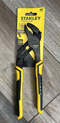 10" Adjustible Groove Joint curved jaw PLIERS bi material handles STANLEY 84-024 - Image 1 of 2