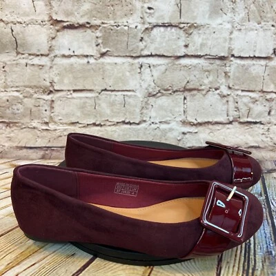 Great On U Women's Maroon Large Buckle Closed Toe Slip On Ballet Flats Size 6.5 - Image 1 of 4