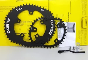 Osymetric Aluminum BCD 110mm 5 Bolt 52T+38T Chainring Set Black For Campagnolo - Picture 1 of 7