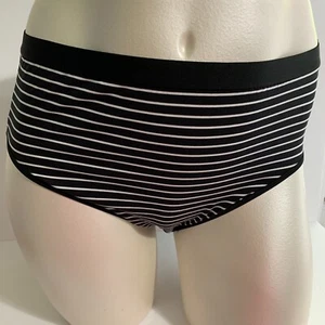 Catherines Hi-Cut Panties Underwear Striped Cotton Blend Black White Plus Sz 4X - Picture 1 of 5