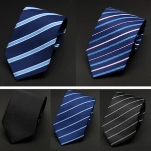 Men’s 8CM Zipper Pre-tied Tie Striped Wide Neckties Wedding Party Neck Ties - Picture 1 of 11