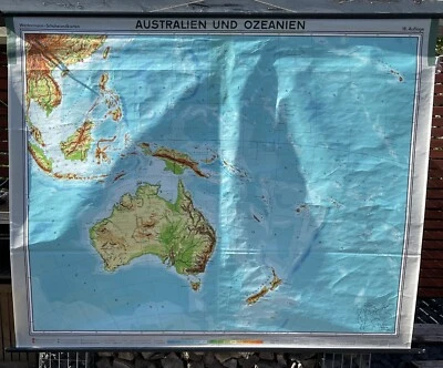 Australien & Ozeanien 1969 Rollkarte Schulwandkarte Lehrtafel 175x230cm Nr027 - Bild 1 von 4