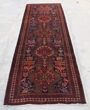 3'8 x 10'3 Vintage handmade caucasian azerbaijan wool runner rug, Hallway runner