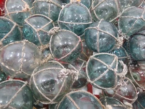 ONE  2+1/4 - 2+3/4 INCH JAPANESE GLASS FISHING NET FLOAT BALL BUOY  (F3C-bulk) - Picture 1 of 6