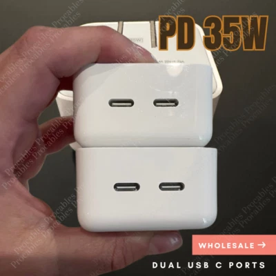 Lot 35W Dual Type C Fast Charger Cube USB-C Adapter For iPhone 16 15 14 13 12 11 - Image 1 of 4