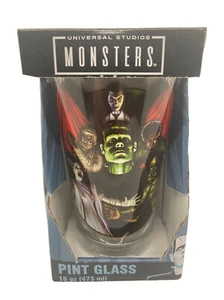 Universal Studios Monsters Pint Glass 16oz Frankenstein Dracula Mummy Wolfman - Picture 1 of 6