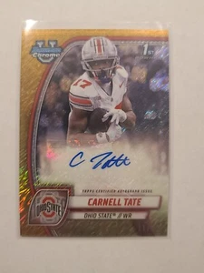 Autógrafo Bowman Chrome U 2024 Carnell Tate #PACTA Gold Shimmer 11/50 Ohio State - Imagen 1 de 2